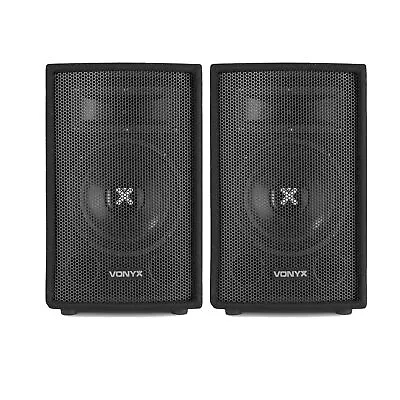 2x Vonyx 8  Portable Passive PA DJ Sound System Bedroom Speakers 400W SSC2166 • £115