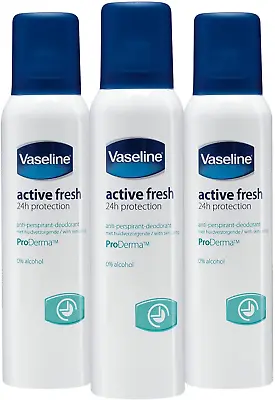 Vaseline Antiperspirant Deodorant Active Fresh With Proderma - 150Ml - Pack Of 3 • £16.08