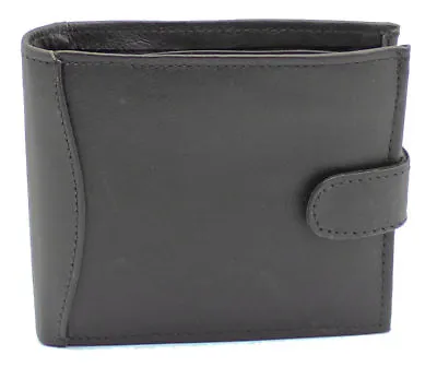 Man Wallet Real Leather RFID Blocking Coin Pocket Wallet Purse For Men 340 Black • £7.99