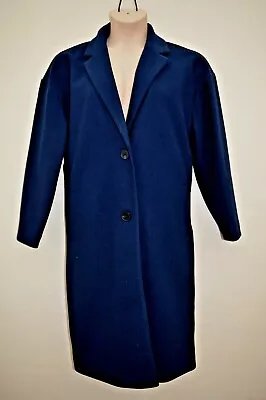 New M&S Collection Notch Neck Two Button Fastening Navy Coat Sz L UK 14 16 • £36