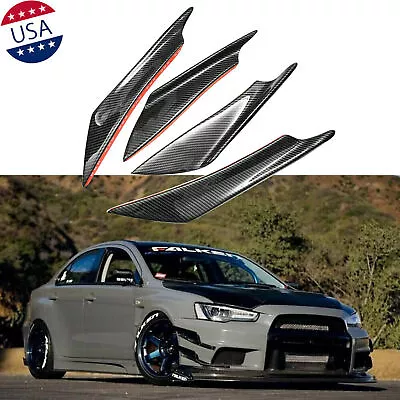 Glossy Carbon Fiber Car Bumper Fin Canard Splitter Diffuser Valence Spoiler Lip • $13.99