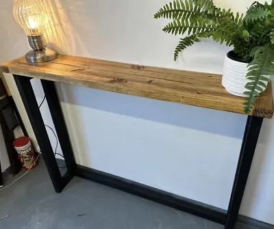 Industrial Style Console Table Breakfast Bar Dark Oak Hand Waxed Home Furniture • £109.99