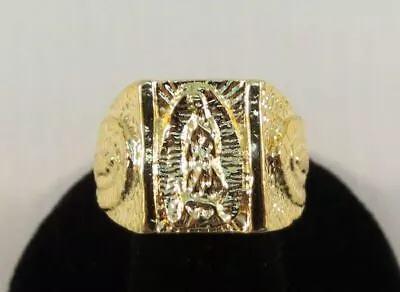 Mens 14kt Gold Plated Religious Virgin Mary Our Lady Of Guadalupe Ring Size 8-13 • $11.96