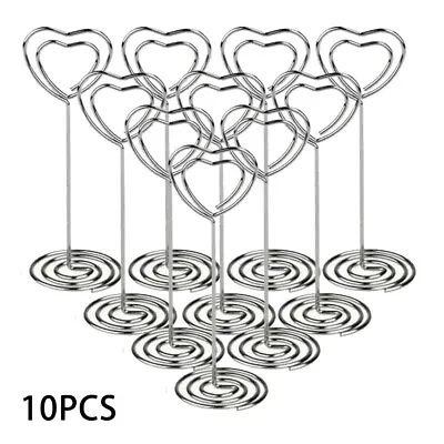 10x Heart Pattern Table Number Name Card Holder Party Memo Photo Stand Note-Clip • £4.69