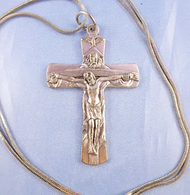 Vintage Religious Silver Plated Cross Pendant On Chain Beautiful Design • $19.99