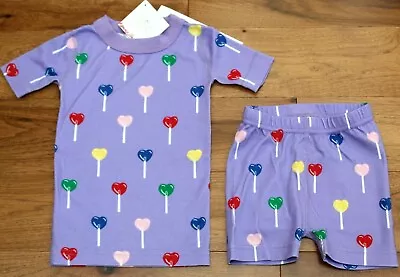 NEW Hanna Andersson LOLLIPOP PAJAMAS Sz 3 90 Girls Organic Short John PJs • $25.45