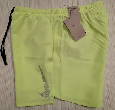 NIKE Men's Shorts 2 In 1 Running 5' DR8760-736 Lined Volt/Green Size-L • $29.99