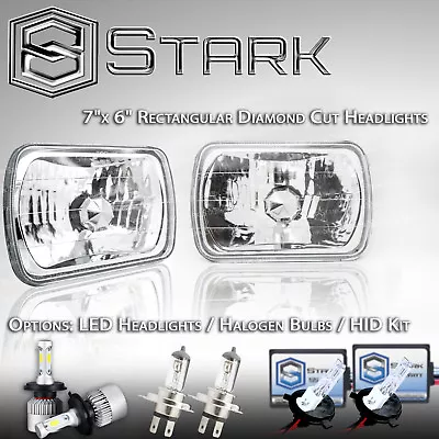 H6054 H6052 H6014 Head Light Glass Housing Lamp Diamond Cut Chrome - 7x6 PAIR • $71.64