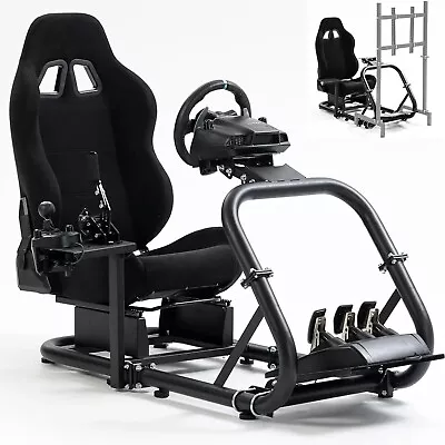 Hottoby Racing Simulator Cockpit Stand With Black Seat Fits Logitech G923 G29 • £319.99