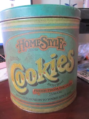 Vintage HomeStyle Cookies Tin Metal Canister Advertising Decor Fresh From Oven • $14.99