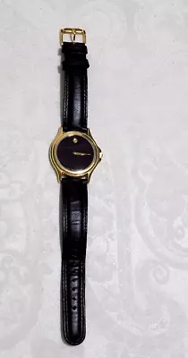 MOVADO Museum Classic Men's Watch Gold Black Dial Sapphire Crystal 33mm Free Sh • $95