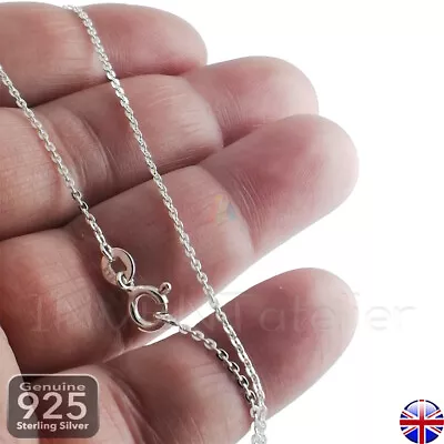 925 Solid Sterling Silver Chain Cable Trace Diamond Cut Necklace 16  18  20  A01 • £10.37