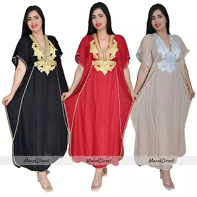 Moroccan Kaftan Womens Maxi Eid Dress Arabian Farasha Casual Long Oversize Party • £19.99