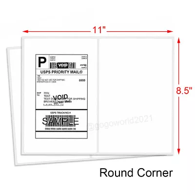 8.5x5.5 Shipping Labels Rounded Corner Self Adhesive 2 Per Sheet 50-1000 Labels • $7.93