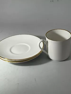 Churchill Brand Queens Fine Bone China 2 Saucers 1 Cup White Plain Gold Rim #LH • £2.99