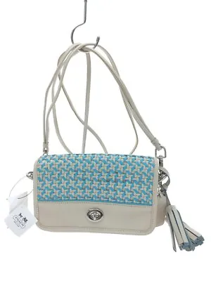 COACH Legacy Penny Blue White Caning Woven Women's Leather Shoulder Bag • $109