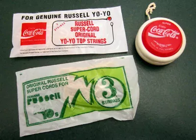 Vintage Super Russell Coca Cola Yo Yo & 6 Original & Genuine Cords Strings • $59