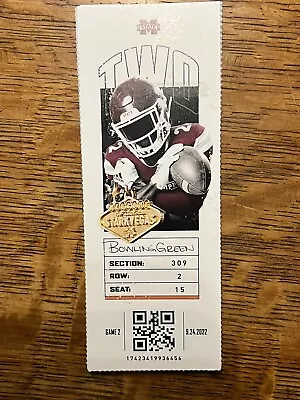 2022 BGSU Vs. Mississippi State Collectible Ticket Stub Coach Mike Leach • $5.99