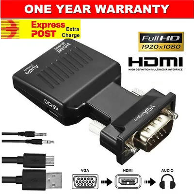 VGA To HDMI Male To Female Video Adapter Cable Converter With Audio HD 1080P • $7.95