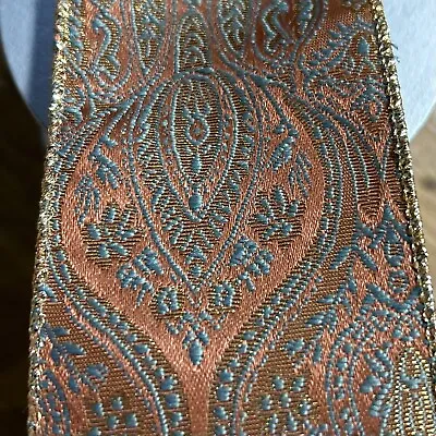 2.5 Inch WidePaisley Metallic Vintage Look Ribbon Wired Trim - 10 Yards RW298H3 • $12.79