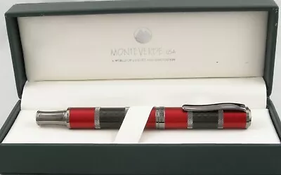 Monteverde Regatta Sport Red & Carbon Fiber Fountain Pen - New In Box • $67.50