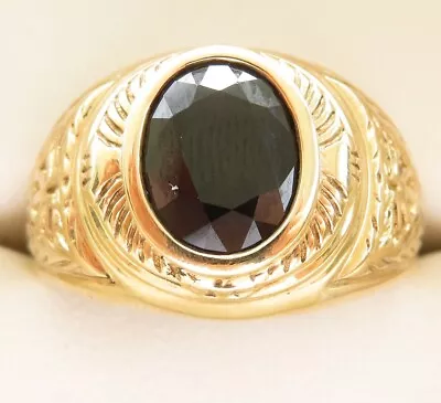 Genuine Natural Sapphire Men’s Ring In 9K Yellow Gold • $0.82