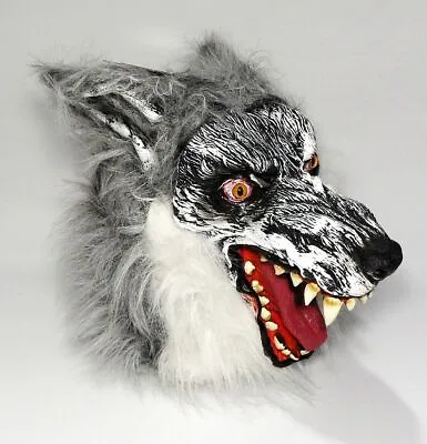 Werewolf Wolf Man Adult Halloween Mask! Full 360 Head & Realistic Grey Faux Fur! • $28.95