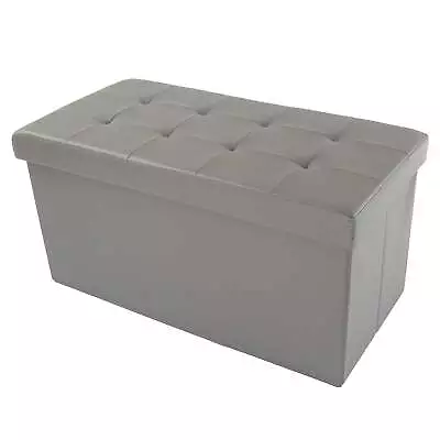 30-inch Faux Leather Folding Storage Ottoman With Padded Lid (Gray) • $39.53