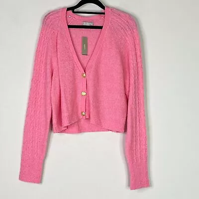 New J. Crew 2023 Supersoft Cropped Cable Knit Merino Alpaca Cardigan Size Large • $58