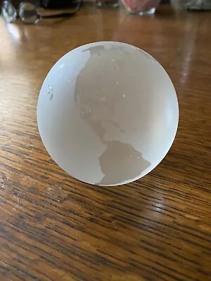Frosted GLASS WORLD GLOBE Vintage PAPERWEIGHT 3  • $8
