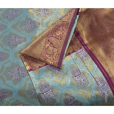 Sanskriti Vintage Purple Indian Sarees Art Silk Woven Brocade Zari Sari Fabric • $37.23