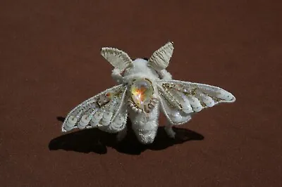 Silkworm Moth Pin Insect Jewelry Bombyx Mori Butterfly Brooch Embroidered • $90.41