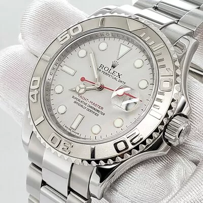 Rolex Yacht-Master 40mm Platinum Bezel Silver Dial Steel Watch 16622 Box Papers • $11200