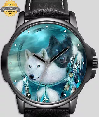White And Black Wolf Tale Art Stylish Rare Quality Wrist Watch UK Seller • $98.64