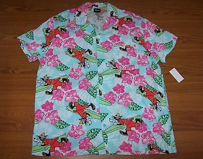 Size 2XL Mens Disney's Goofy Resort Allover Print Woven Button-Down Shirt • $29.99