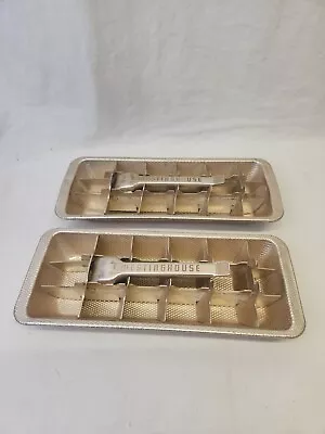Vintage Westinghouse Gold Metal Ice Cube Tray Aluminum MCM.  One Pair • $19.95