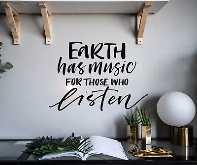 Vinyl Wall Decal Quote Earth Listen Music Stickers 22.5 In X 16 In Gz002 • $18