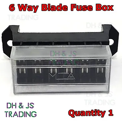 £7.99 • Buy Blade Fuse Box 6 Way With Lid Cover Bottom Entry For Standard Blade Fuses 12v