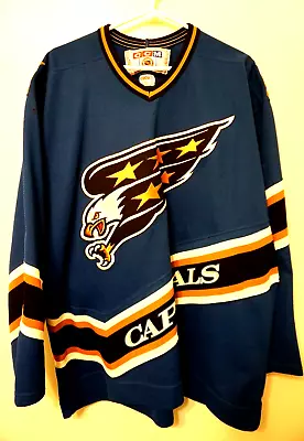 Vintage CCM Hockey Jersey Washington Capitals Screaming Eagle Sewn Rare Blue XL • $189.95