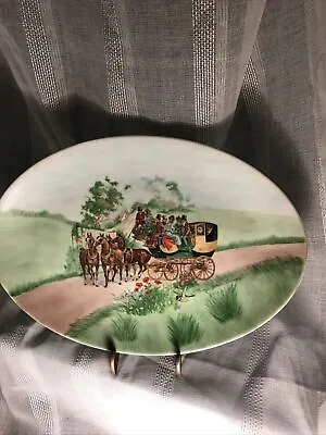 Vintage Grorgian Victorian England Horse & Carriage Plate Scene Flowers Bird • $10