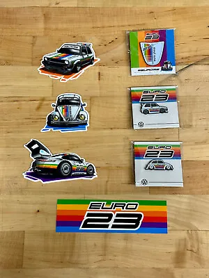 EURO23 Show Leen Customs VW Beetle And MK2 Rainbow Stripe Limited Pin Decal 2023 • $49.99