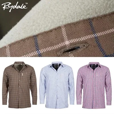 Rydale Fleece Lined Country Check Shirts Men's Long Sleeve Brushed Cotton Casual • £26.99