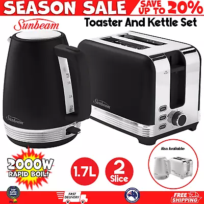 SUNBEAM Electric Kettle And 2 Slice Toaster Pack Chrome Breakfast Combo • $156.95