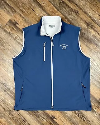 Peter Millar Wind Vest Mens XL Blue Full Zip Pinehurst Windbreaker Crown Stretch • $29.77