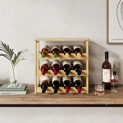 Wooden Wave Wine Rack/Creative Home Grape Wine Holder Shelf Cabinet/Bottle Rack • £14.99
