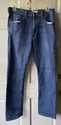 Wrangler Relaxed Jeans Size 36x32 Mens Mid Rise Straight Leg Medium Wash Blue • $11.50