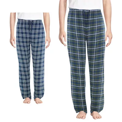 ENRICO Mens Flannel Pyjamas Rich Cotton Woven Check PJ Bottoms Warm Lounge Pants • £6.99