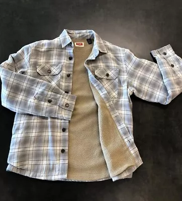 Wrangler Fleece/Sherpa Lined Men's Flannel Shirt/Jacket Size Small Plaid • $21.99