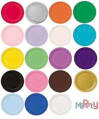 8 Round Paper Party Plates 7  & 9  Plain Solid Colours Tableware Birthday Party • £2.58