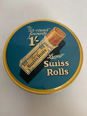 Retro Lyons Swiss Roll Round Empty Collectible Funky Metal Tin • £15